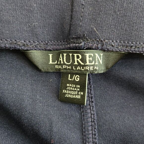 Lauren Ralph Lauren L Viscose Ponte Suede Striped Slim Pull On Navy Pants - Picture 6 of 12